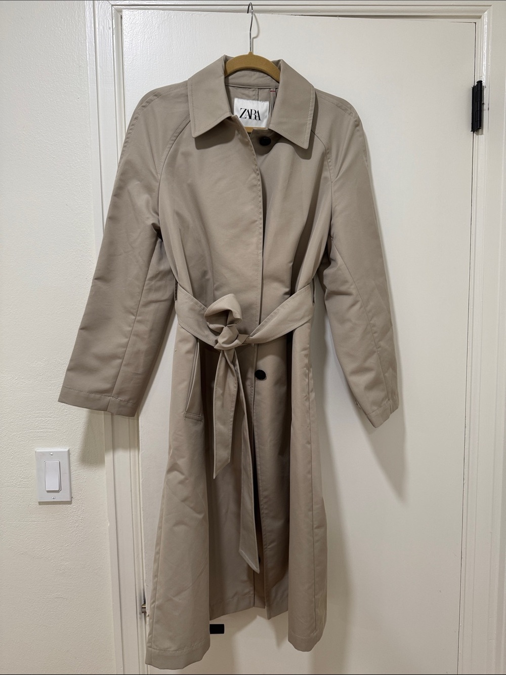 Zara Taupe Trench Coat with Waist Tie